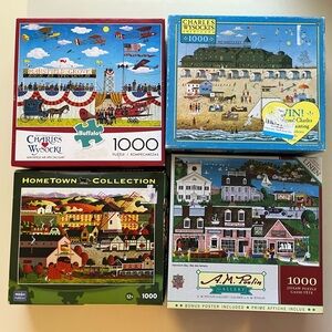Bundle set of 4 Jigsaw Puzzles, Wysocki, Buffalo, 1000 pieces